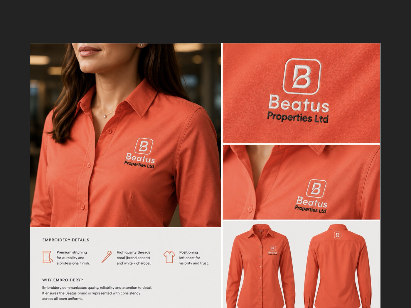 Beatus Properties embroidered uniform