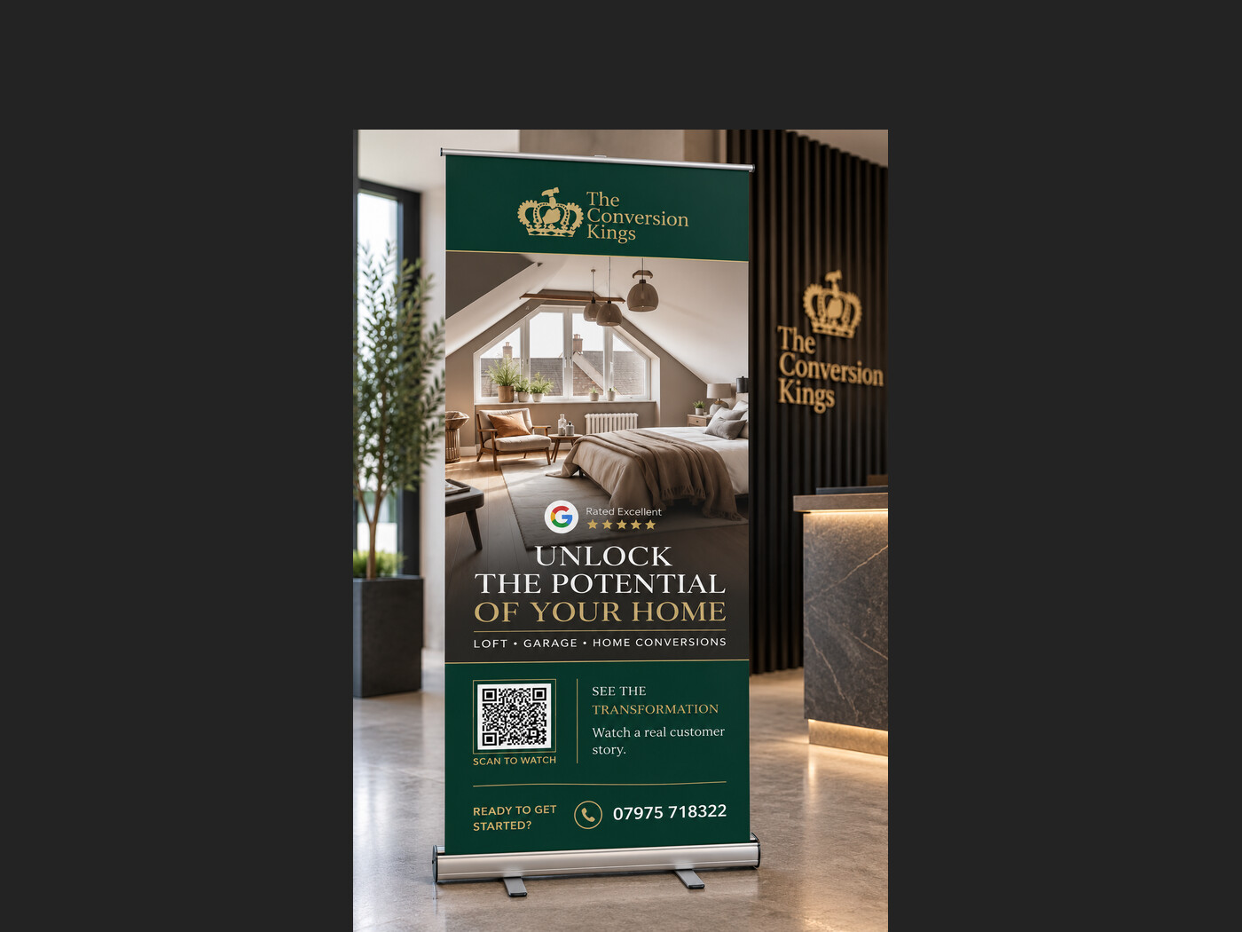 The Conversion Kings roller banner in a reception
