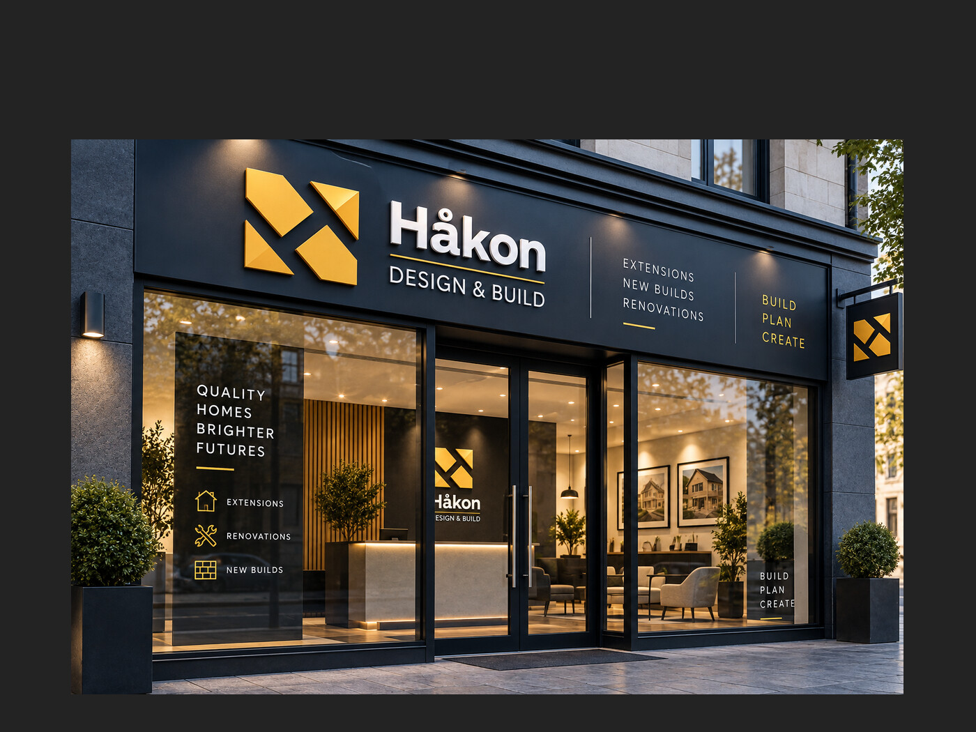 H&aring;kon Design & Build shopfront with illuminated fascia