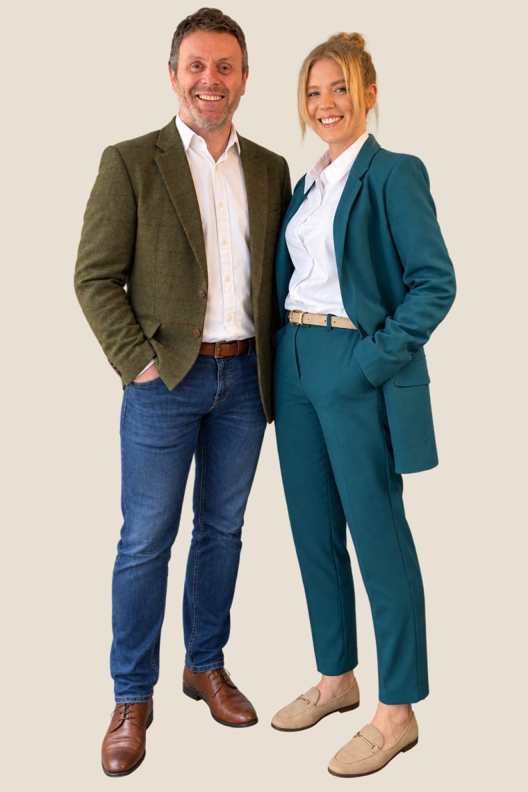 Martin and Emma, founders of My Graphic Designer, standing together
